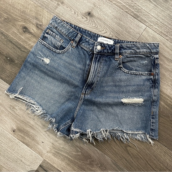 Dynamite Pants - Dynamite Distressed Frayed Hem Denim Shorts Hi Rise Blue Jean Cut Offs Size 30